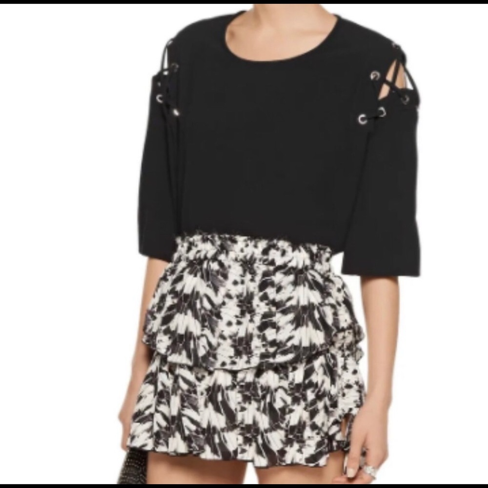 IRO Black Lace-Up Shoulder Blouse